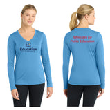 Education Champions Ladies Long Sleeve Performance V-neck