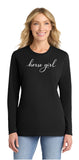 Mane Street Horse Girl Long Sleeve Soft Cotton Shirt Crew Neck